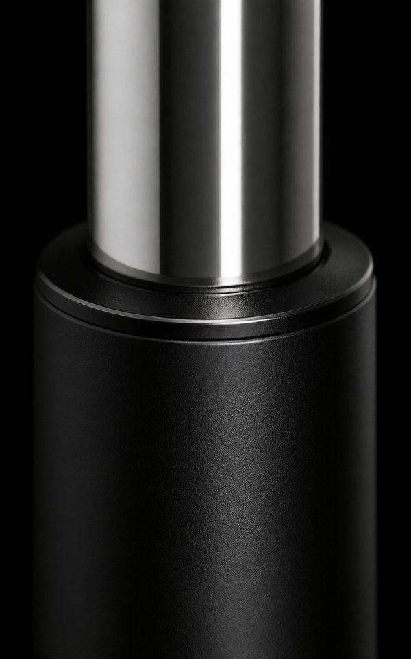 The chrome gas lift cylinder, close up