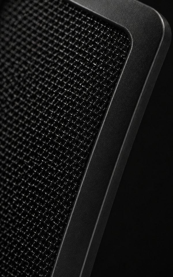 The mesh back of a Maktune Flex chair, close up