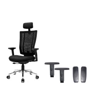 Maktune Flex chair with an adjustable armrest set and armrest pads