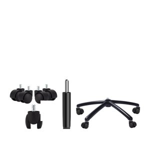 Maktune spares kit: five castor wheels, a gas lift cylinder and a five-star base